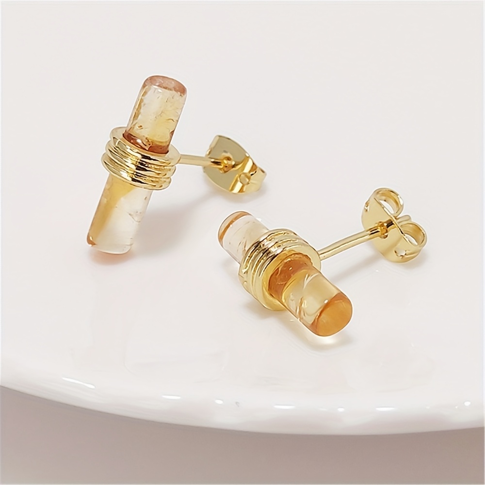 Women's 18K Plated Lapis Lazuli, Citrine & Obsidian Stud Earrings